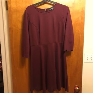 Maroon fit and flair dress